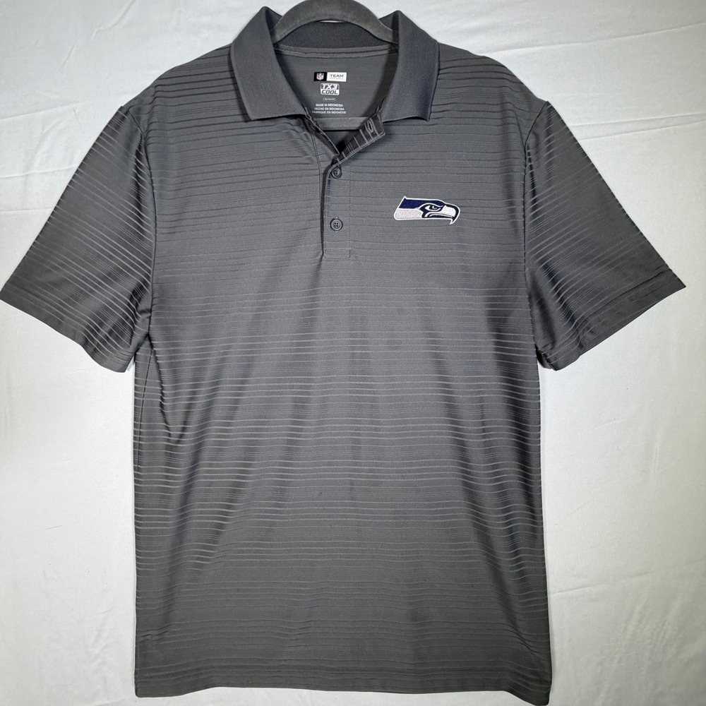 NFL Seattle Seahawks Team Apparel Men's Polo Shirt Gray TX3 Cool Size M